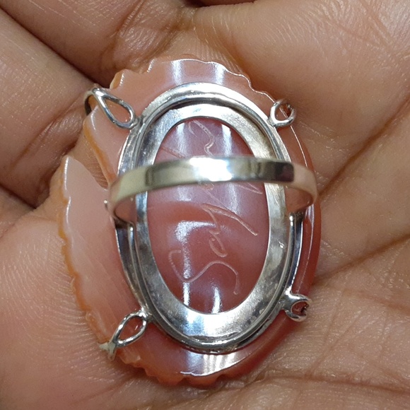 925 35mm Cornelian Hand Carved Cameo.  STUNNING.  FIRM. ITALY. - Picture 10 of 11